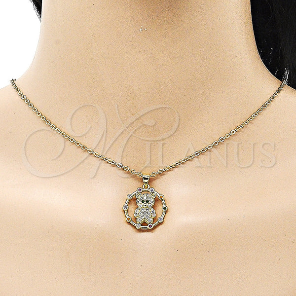 Gold Filled Pendant — Fancy Pendant Teddy Bear Design with Multicolor Micro — alternate product view — SKU 153641 | Oro Laminado dije — elegante Pendant Teddy Bear diseño with Multicolor Micro — SKU 153641