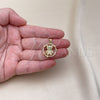 Oro Laminado Fancy Pendant, Gold Filled Style Teddy Bear Design, with Multicolor Micro Pave, Polished, Golden Finish, 05.381.0021