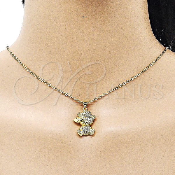 Gold Filled Pendant — Fancy Pendant Teddy Bear Design with White Micro — alternate product view — SKU 153646 | Oro Laminado dije — elegante Pendant Teddy Bear diseño with blanco Micro — SKU 153646
