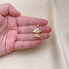Oro Laminado Fancy Pendant, Gold Filled Style Teddy Bear Design, with White Micro Pave, Polished, Golden Finish, 05.381.0026