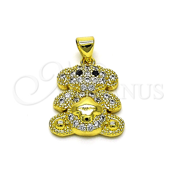 Gold Filled Pendant — Fancy Pendant Teddy Bear Design with White and — main product view — SKU 153647 | Oro Laminado dije — elegante Pendant Teddy Bear diseño with blanco and — SKU 153647