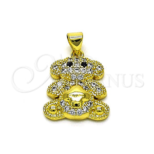 Gold Filled Pendant — Fancy Pendant Teddy Bear Design with White and — main product view — SKU 153647 | Oro Laminado dije — elegante Pendant Teddy Bear diseño with blanco and — SKU 153647