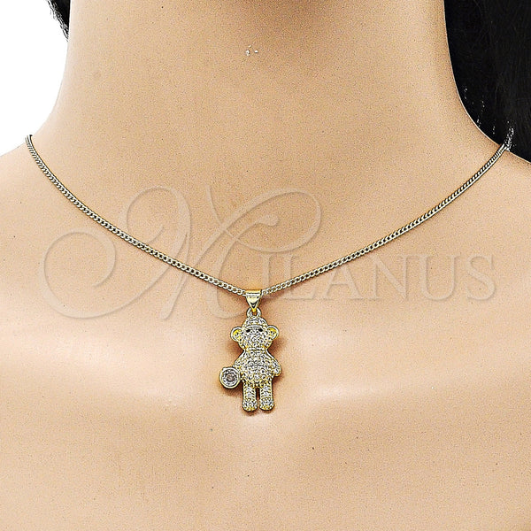 Gold Filled Necklace — Pendant Necklace Teddy Bear Design with White and — alternate product view — SKU 153658 | Oro Laminado collar — Pendant Necklace Teddy Bear diseño with blanco and — SKU 153658