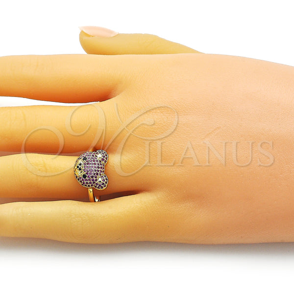 Gold Filled Ring — Multi Stone Ring Teddy Bear Design with Ruby — alternate product view — SKU 153661 | Oro Laminado anillo — Multi Stone Ring Teddy Bear diseño with Ruby — SKU 153661