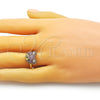 Oro Laminado Multi Stone Ring, Gold Filled Style Teddy Bear Design, with Ruby and Black Micro Pave, Polished, Golden Finish, 01.368.0019.2 (One size fits all)