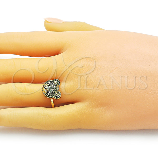 Gold Filled Ring — Multi Stone Ring Teddy Bear Design with Green — alternate product view — SKU 153662 | Oro Laminado anillo — Multi Stone Ring Teddy Bear diseño with Green — SKU 153662