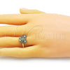 Oro Laminado Multi Stone Ring, Gold Filled Style Teddy Bear Design, with Green and Black Micro Pave, Polished, Golden Finish, 01.368.0019.3 (One size fits all)