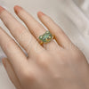 Oro Laminado Multi Stone Ring, Gold Filled Style Teddy Bear Design, with Green and Black Micro Pave, Polished, Golden Finish, 01.368.0019.3 (One size fits all)