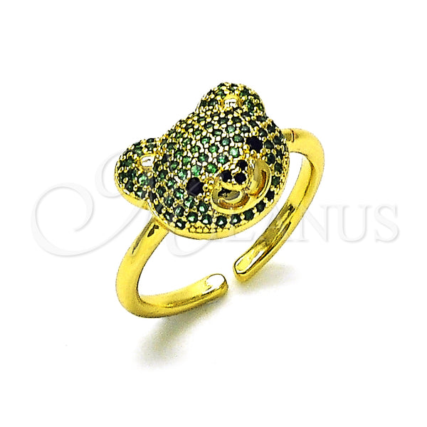Gold Filled Ring — Multi Stone Ring Teddy Bear Design with Green — main product view — SKU 153662 | Oro Laminado anillo — Multi Stone Ring Teddy Bear diseño with Green — SKU 153662