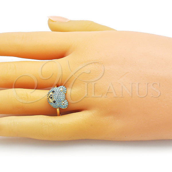 Gold Filled Ring — Multi Stone Ring Teddy Bear Design with Turquoise — alternate product view — SKU 153664 | Oro Laminado anillo — Multi Stone Ring Teddy Bear diseño with Turquoise — SKU 153664