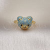 Oro Laminado Multi Stone Ring, Gold Filled Style Teddy Bear Design, with Turquoise and Black Micro Pave, Polished, Golden Finish, 01.368.0019.5 (One size fits all)