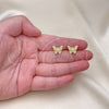 Oro Laminado Stud Earring, Gold Filled Style Butterfly Design, with Ivory Pearl, Polished, Golden Finish, 02.379.0076