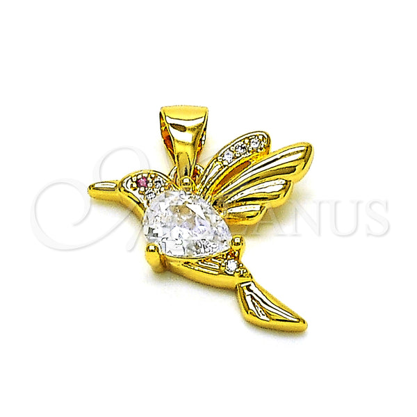 Gold Filled Pendant — Fancy Pendant Bird Design with White Cubic Zirconia — main product view — SKU 153687 | Oro Laminado dije — elegante Pendant Bird diseño with blanco Cubic Zirconia — SKU 153687