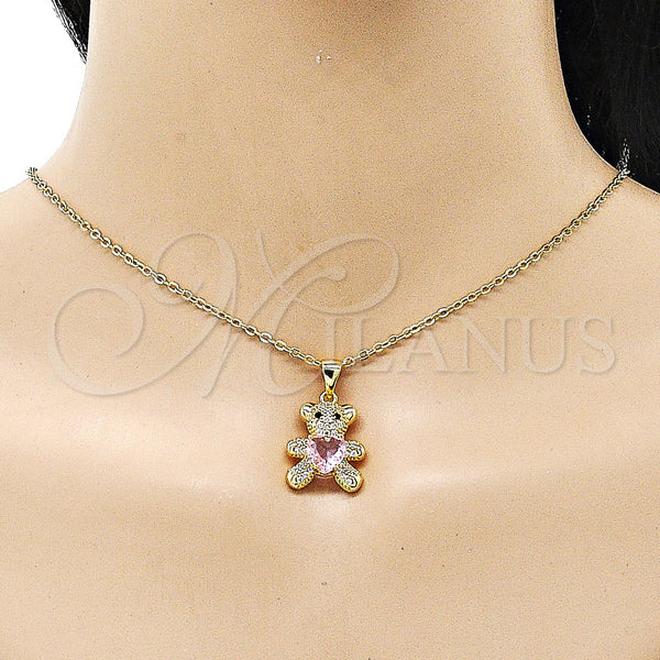 Gold Filled Pendant — Fancy Pendant Teddy Bear and Heart Design with — alternate product view — SKU 153689 | Oro Laminado dije — elegante Pendant Teddy Bear and corazón diseño with — SKU 153689