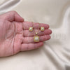 Oro Laminado Earring and Pendant Adult Set, Gold Filled Style with White Micro Pave, Polished, Golden Finish, 10.342.0128