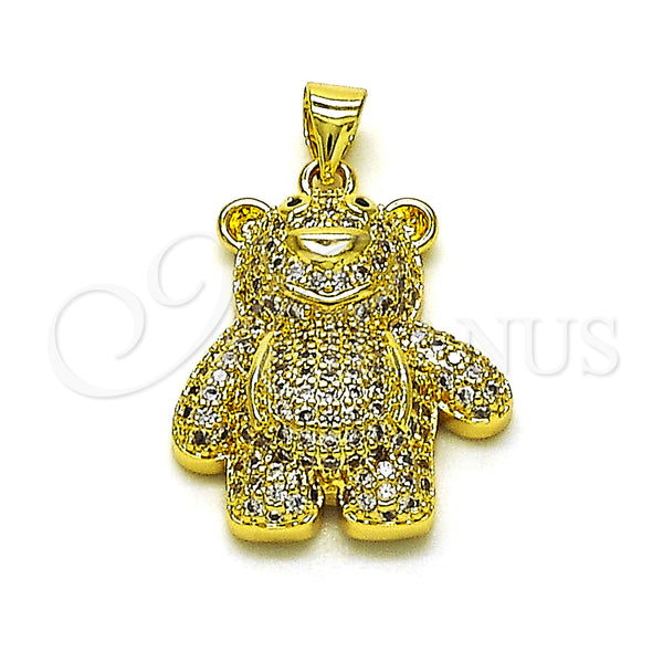 Gold Filled Pendant — Fancy Pendant Teddy Bear Design with White and — main product view — SKU 153711 | Oro Laminado dije — elegante Pendant Teddy Bear diseño with blanco and — SKU 153711
