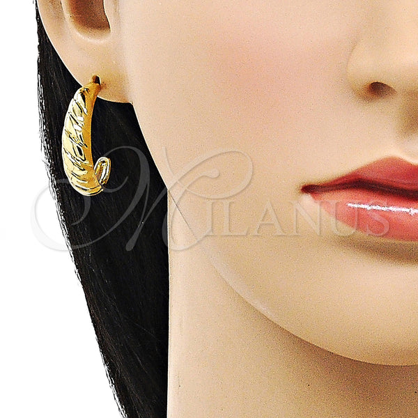 Gold Filled Hoop Earrings — Medium Hoop Diamond Cutting 02. — alternate product view — SKU 153713 | Oro Laminado aretes de aro — Medium Hoop Diamond Cutting 02. — SKU 153713