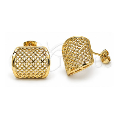 Oro Laminado Stud Earring, Gold Filled Style Polished, Golden Finish, 02.213.0561