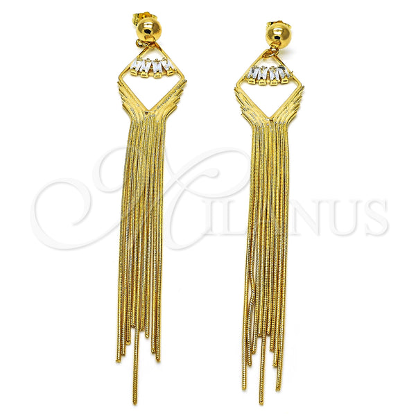 Gold Filled Ring — Long Earring Baguette Design with White Cubic Zirconia — main product view — SKU 153757 | Oro Laminado anillo — Long Earring Baguette diseño with blanco Cubic Zirconia — SKU 153757
