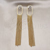 Oro Laminado Long Earring, Gold Filled Style Baguette Design, with White Cubic Zirconia, Polished, Golden Finish, 02.268.0117