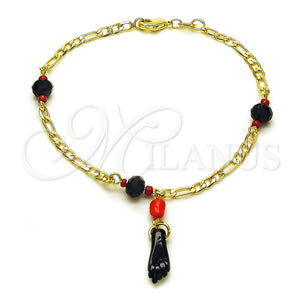 Gold Filled Bracelet — Fancy Bracelet Figa Hand and Figaro Design Polished — main product view — SKU 153771 | Oro Laminado brazalete — elegante Bracelet Figa Hand and Figaro diseño pulido — SKU 153771