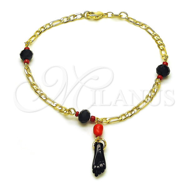 Gold Filled Bracelet — Fancy Bracelet Figa Hand and Figaro Design Polished — main product view — SKU 153771 | Oro Laminado brazalete — elegante Bracelet Figa Hand and Figaro diseño pulido — SKU 153771