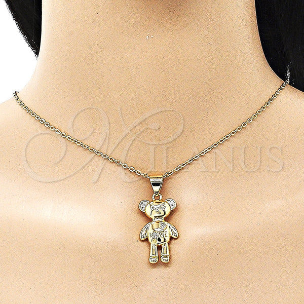 Gold Filled Pendant — Fancy Pendant Teddy Bear and Heart Design with — alternate product view — SKU 153780 | Oro Laminado dije — elegante Pendant Teddy Bear and corazón diseño with — SKU 153780