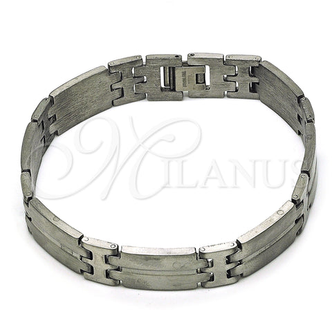 Stainless Steel Solid Bracelet, Polished, Steel Finish, 03.114.0360.1.09 (12 MM Thickness, 9 Inches Length)