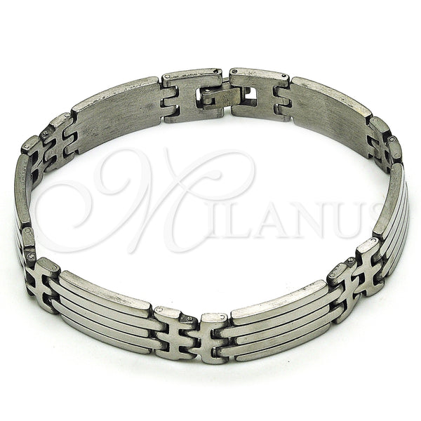 Stainless Steel Solid Bracelet, Polished, Steel Finish, 03.114.0315.3.09 (12 MM Thickness, 9 Inches Length)