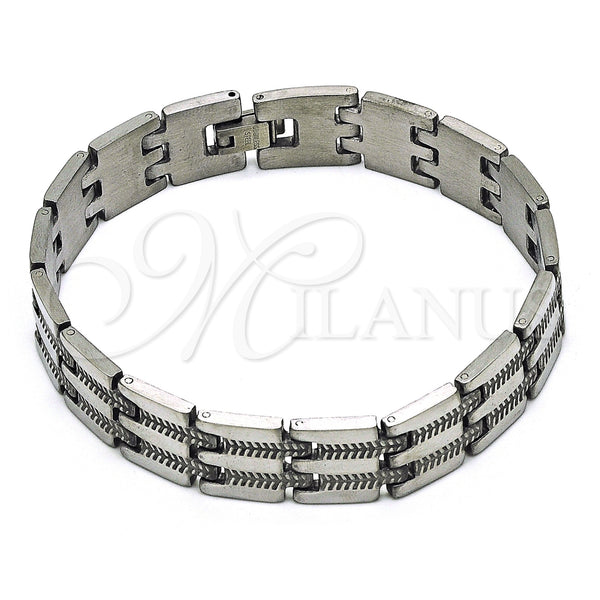Stainless Steel Solid Bracelet, Polished, Steel Finish, 03.114.0274.3.09 (14 MM Thickness, 9 Inches Length)