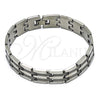 Stainless Steel Solid Bracelet, Polished, Steel Finish, 03.114.0274.3.09 (14 MM Thickness, 9 Inches Length)