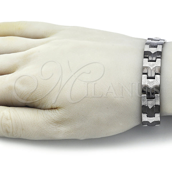 Stainless Steel Bracelet — Solid Bracelet Polished Two Tone 03. 12 MM — alternate product view — SKU 153804 | Acero Inoxidable brazalete — Solid Bracelet pulido Two Tone 03. 12 MM — SKU 153804