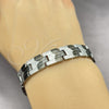 Stainless Steel Solid Bracelet, Polished, Two Tone, 03.114.0312.3.08 (12 MM Thickness, 8 Inches Length)