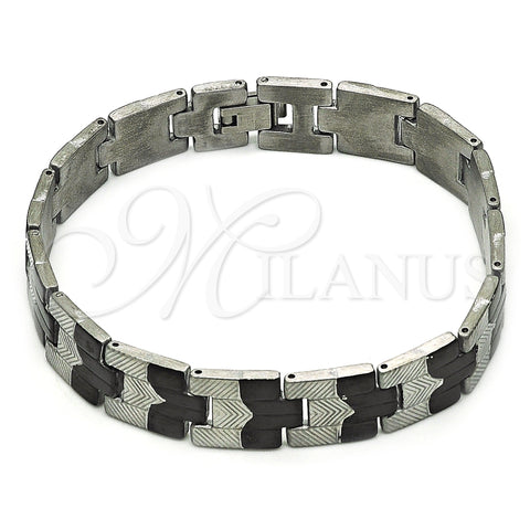Stainless Steel Solid Bracelet, Polished, Two Tone, 03.114.0312.3.08 (12 MM Thickness, 8 Inches Length)