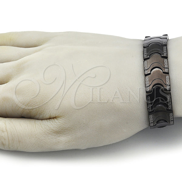 Stainless Steel Bracelet — Solid Bracelet Greek Key Design Polished Black 03. — alternate product view — SKU 153812 | Acero Inoxidable brazalete — Solid Bracelet Greek Key diseño pulido negro 03. — SKU 153812