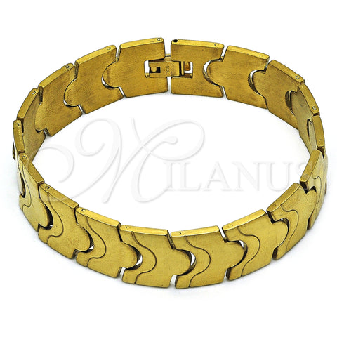 Stainless Steel Solid Bracelet, Polished, Golden Finish, 03.114.0221.3.09 (16 MM Thickness, 9 Inches Length)