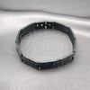 Stainless Steel Solid Bracelet, Greek Key Design, Polished, Black Rhodium Finish, 5.247.010.2.09 (12 MM Thickness, 9 Inches Length)