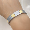 Stainless Steel Solid Bracelet, Polished, Two Tone, 03.114.0385.2.08 (13 MM Thickness, 8 Inches Length)