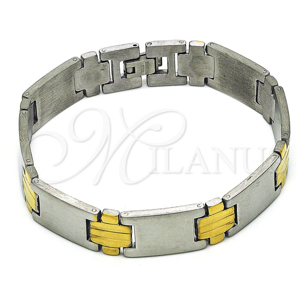 Stainless Steel Solid Bracelet, Polished, Two Tone, 03.114.0385.2.08 (13 MM Thickness, 8 Inches Length)