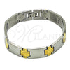 Stainless Steel Solid Bracelet, Polished, Two Tone, 03.114.0385.2.08 (13 MM Thickness, 8 Inches Length)