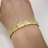 Stainless Steel Solid Bracelet, Polished, Golden Finish, 03.114.0305.1.08 (14 MM Thickness, 8 Inches Length)