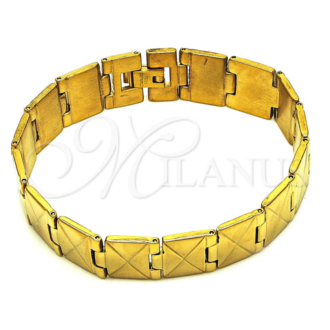 Stainless Steel Solid Bracelet, Polished, Golden Finish, 03.114.0305.1.08 (14 MM Thickness, 8 Inches Length)