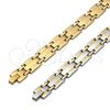 Stainless Steel Solid Bracelet, Polished, Two Tone, 03.114.0382.4.08 (13 MM Thickness, 8 Inches Length)