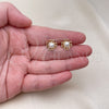 Oro Laminado Stud Earring, Gold Filled Style Heart Design, with Ivory Pearl, Polished, Golden Finish, 02.344.0161