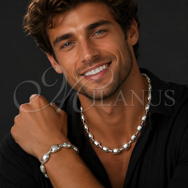 Stainless Steel Bracelet — Necklace and Bracelet Puff Mariner Design Polished 06. — alternate product view — SKU 153854 | Acero Inoxidable brazalete — Necklace and Bracelet Puff Mariner diseño pulido 06. — SKU 153854