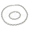 Stainless Steel Necklace and Bracelet, Puff Mariner Design, Polished, Steel Finish, 06.116.0021.22