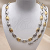Stainless Steel Necklace and Bracelet, Puff Mariner Design, Polished, Two Tone, 06.116.0021.1.22