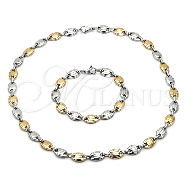 Stainless Steel Bracelet — Necklace and Bracelet Puff Mariner Design Polished Two — main product view — SKU 153855 | Acero Inoxidable brazalete — Necklace and Bracelet Puff Mariner diseño pulido Two — SKU 153855