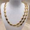 Stainless Steel Necklace and Bracelet, Puff Mariner Design, Polished, Golden Finish, 06.116.0021.2.22