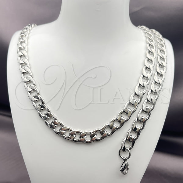 Stainless Steel Bracelet — Necklace and Bracelet Pave Cuban Design Diamond Cutting — alternate product view — SKU 153865 | Acero Inoxidable brazalete — Necklace and Bracelet Pave Cuban diseño Diamond Cutting — SKU 153865
